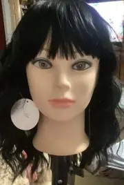 bilstal black wavy wig 14” With Bangs