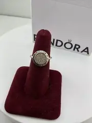 Authentic 100% Pandora Signature Ring Clear Cz Two Tone 14k Gold 196231CZ50 NEW