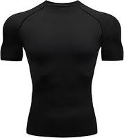 [Bnineteenteam] Men's Compression Shirts, Men's Cool Dry Short Sleeve Compression Shirts Sports T Shirts Tops Athletic Workout Shirt (L)