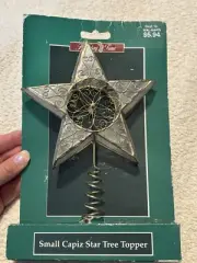 New In Box Vintage Capiz Star Christmas Tree Topper Holiday Time