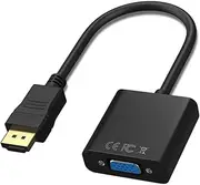 HDMI to VGA Adapter, Gold Plated HDMI to VGA Adapter (Male to Female) for Computer, Desktop, Laptop, PC, Monitor Projector, HDTV, Chromebook, Raspberry Pi, Roku, Xbox and More