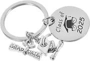 [VALICLUD] Class of 2025 Graduation Keychain Stainless Steel Graduate Keepsake with 2025 Charm for Her/Him