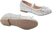 [Gizelle] Girls Kids Mary Jane Flat Bridal Party Glitter Princess Wedding Dress Sparkly Bridesmaid Shoes for Kids