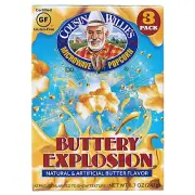 Cousin Willie's Microwave Popcorn Bags Buttery Explosion 4 Boxes 12 Bags Gour...