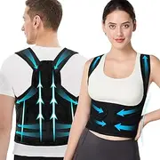 Vervex - Posture Corrector for Men and Women,Back Brace,Breathable, Adjustable, Back Corrector, Scoliosis and Hunchback Correction, Back Pain, Spine Corrector, Posture Trainer(Black,S)