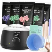 Waxing Kit for Women - Premium Hot Melt Hard Wax Warmer for Hair Black Kit