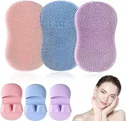 JEYORZY Pack of 3 Silicone Face Washer, Manual Facial Cleanser, Face Wash Brush, Massage Brush for Exfoliation, Blackheads and Acne, Facial Cleansing Brush, Deep Cleansing Skin Care (Multi-Colour)