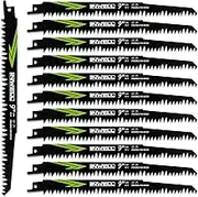 INWELL 9-Inch Wood Pruning Reciprocating Saw Blades 12-Piece, 5TPI, Sawzall Blades Wood, CR-V Steel Universal Saw Blades Set with Storage Box