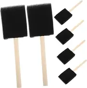 6pcs Black Sponge Paint Brushes with Comfortable Wooden Handle for Art Projects Crafting and Doodling Soft Resilient Design for Easy Cleaning and Use