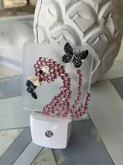 Pink Flamingo With Rhinestone Butterfly Led Dusk To Dawn Night Light