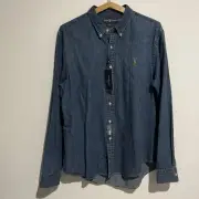 Ralph Lauren Denim Men’s Slim Fit Shirt Size XL Dark Wash Blue Button Up