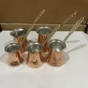 5 Sizes Set Handmade Hammered Copper Traditional Turkish Coffee Maker Moka Pot