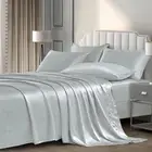 Satin Sheets Full (6 Pieces, Silver Grey) - Luxury Silky Satin Bed Sheets Full B