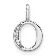 14K White Gold Real Diamond Lower Case Letter O Initial Pendant
