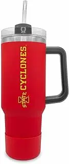 Campus Colors College & University 40 oz Travel Tumbler With Handle - Dual Option Lid With Straw - Vacuum Insulated Stainless Steel (Iowa State Cyclones - Cardinal)