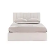 Ormond Double Ivory White Boucle Gas Lift Storage Bed Frame