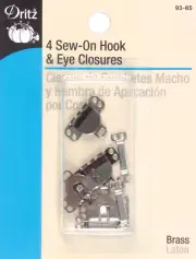 Dritz 93-65 Sew-On Hooks & Eyes 5/8" 4/Pkg-Nickel