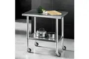 Cefito Stainless Steel Kitchen Benches Work Bench Wheels 91X61CM 430