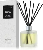 Reed Diffusers Set - Bamboo & White Tea Scented Aromatic Oil Diffuser with 10 St