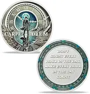 Time Traveler Carpe Diem Challenge Coin Memento Mori Time Management Inspirational Motivational Coin Gifts for Friends Family
