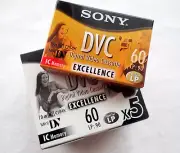 NEW 5-PACK RARE SONY 60 MINUTE MINI-DV IC EXCELLENCE w/MEMORY CHIP - FREE SHIP