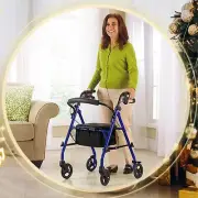 Rollator Walking Frame 4 Wheel Lightweight Aluminium Walker Aid Seniors