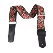 Guitar Strap adjustable Jacquard Weave Red