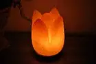 Himalayan Pink Salt Lotus Flower Shape Lamp, Authentic, Dimmer Switch, Wood Base