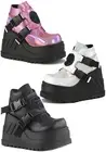 Pleaser Demonia 4 3/4 Inch Wedge Platform Bootie With Snap Buckle Detail