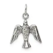 Sterling Silver Antiqued Dove Charm 0.6 x 0.8 in