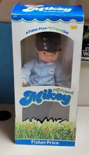 1982 MIKEY "MY FRIEND" Fisher Price 16" Doll Brunette Boy..Blue Eyes #205 NRFB