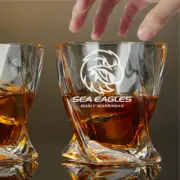 Custom Engraved Manly Warringah Sea Eagles Whiskey Glass 10 oz Twisted Glass