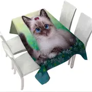 Stunning Cat Painting Ladybugs and Kitten Tablecloth