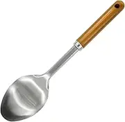 Fackelmann FSC Acacia Stainless Steel Solid Spoon, Serving Spoon, Cooking Spoon, Dimensions: 31x7.5x3cm, Colour: Brown & Silver