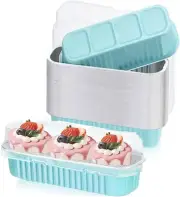 Roczential 50 Pcs Mini Loaf Pans with Lids, Rectangle Baking Cups Muffin Tins...