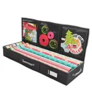 Wrapping Paper Storage Container | Gift Wrap Organizer Under Bed | Black