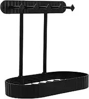 Jewelry Organizer Stand with Key Tray Black Jewelry Display Holder for Necklaces Earrings Bracelets and Rings Elegant Storage Rack for Vanity and Bedroom Decor