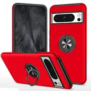 Google Pixel 8 Pro Compatible Premium Magnetic Ring Holder Shockproof Case Cover - Red