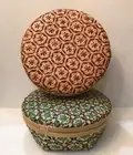 Vintage Thai Handicraft Multipurpose Box Large Bamboo Basket Pikul Pattern 12"