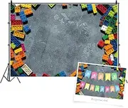YongFoto 8x6.5ft Building Blocks Backdrop Colorful Toy Blocks Concrete Wall Birthday Background for Photography Baby Shower Decor Banner Newborn Kids Photo Studio Props