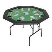 8-Player Folding Poker Table 2 Fold Octagonal Green Game Card with Cup Holder