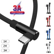 90 Degree Elbow Type C USB C Fast Charger Cable Data Sync Cord For Samsung Phone