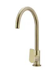 Meir Round Gooseneck Kitchen Mixer Tap with Paddle Handle - PVD Tiger Bronze