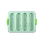 4 Grids Food Grade Baguette Baking Tray Silicone Anti-scalding Bread Baking Mold for Restaurant Water Green