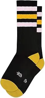 [Gumball Poodle] Black Retro Gym Crew Socks for Men, Women and Teens, fit a Women’s size 6 to Men’s size 15 (Made in the USA)