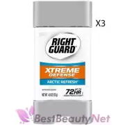 Right Guard Xtreme Defense Antiperspirant Deodorant Arctic Refresh 4oz 3 Packs