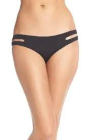 L*Space Estella Classic Fit Cut Out Bikini Bottom Black 176089 Size Medium