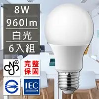 在飛比找PChome24h購物優惠-歐洲百年品牌台灣CNS認證LED廣角燈泡E27/8W/960