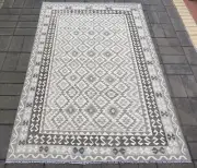 Handmade Afghan Monochrome Kilim 310 X 200 cm Persian Tribal Wool Kelim Grey Rug
