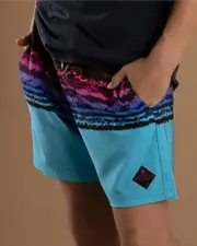 [Skylark] Skylark Boys' Return Elastic Waist Shorts in Black/Blue Size 14 14 Black/Blue